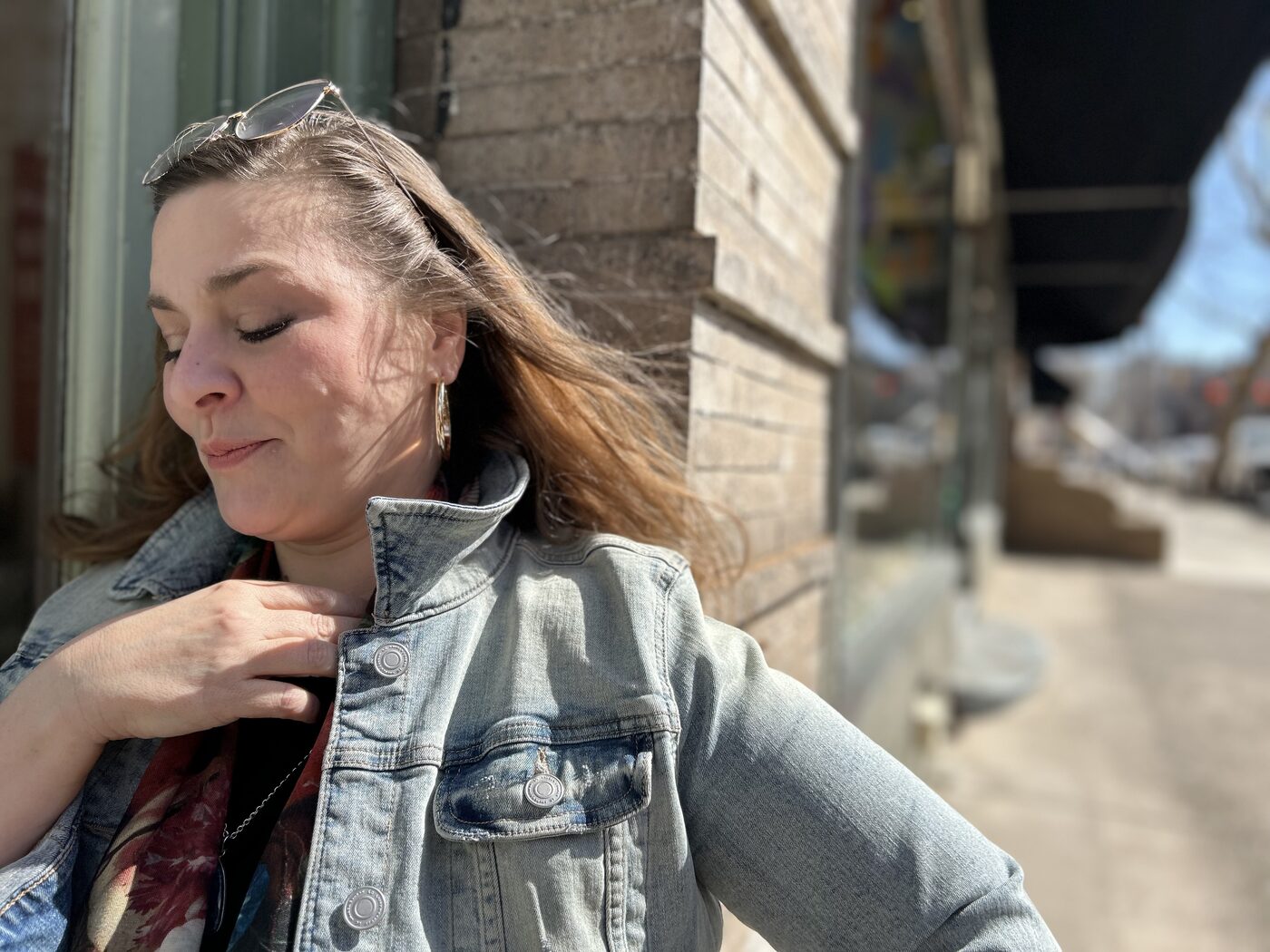 Marisa McFadden outside on an Easton sidewalk in the sun